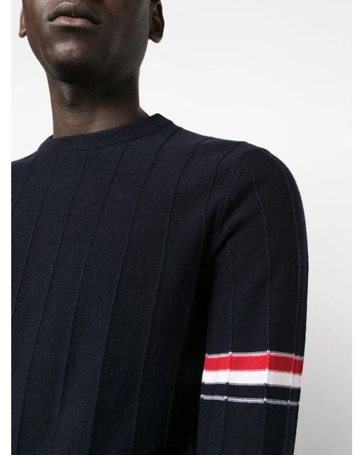 Thom Browne Blue Rwb Wool Crewneck Jumper for men