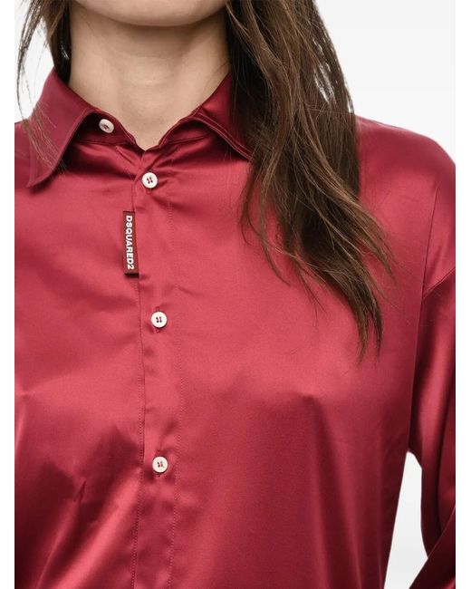 DSquared² Red Logo-Patch Shirt