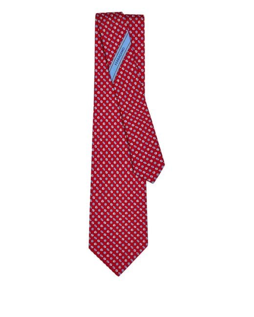 Ferragamo Red Print Silk Tie for men