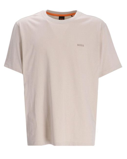 Boss Natural Graphic-print Cotton T-shirt for men