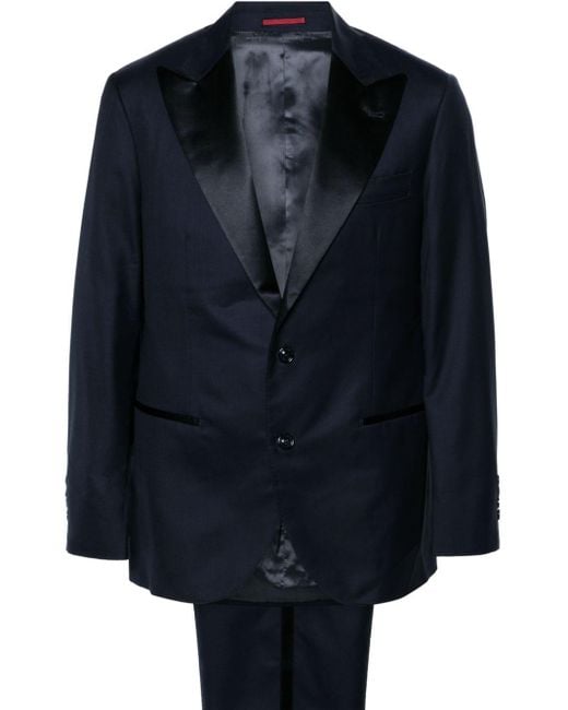 Brunello Cucinelli Blue Peak-lapels Single-breasted Suit for men