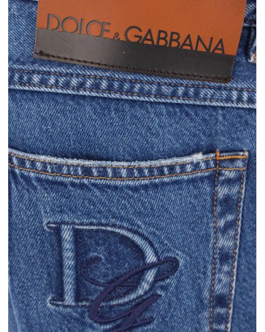 Dolce & Gabbana Blue Logo-Patch Jeans for men