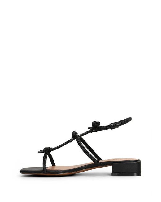 Bibi Lou Black Bow-Embellished Crystal-Encrusted Sandals