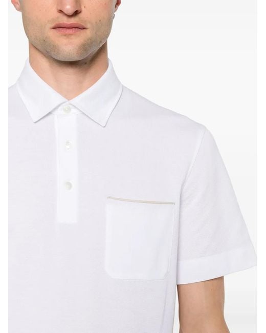 Zegna White Piqué Polo Shirt for men