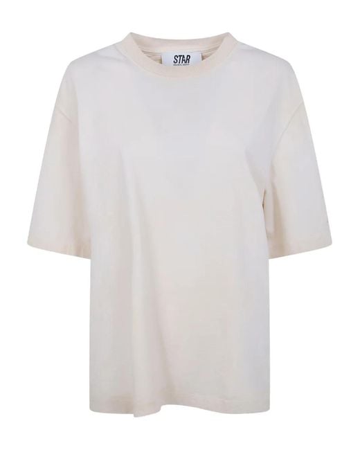 Golden Goose Deluxe Brand White Star/ Relaxed Fit T-Shirt/ Cotton Jersey/ Vintage Treatment/ Star Print