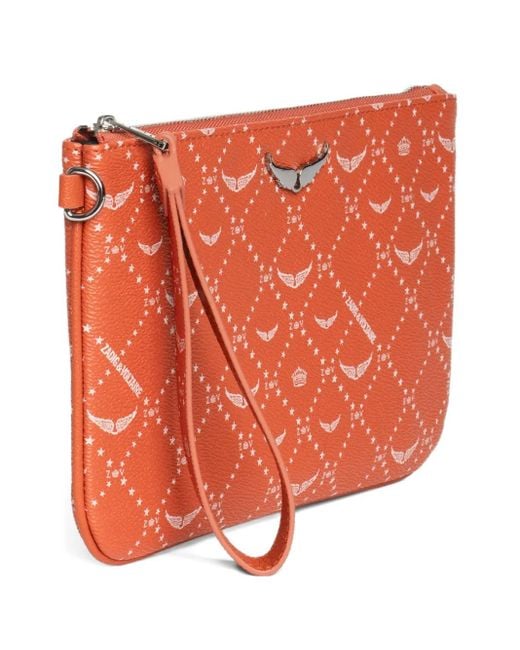 Zadig & Voltaire Orange Monogram Clutch