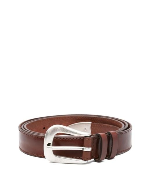 Orciani Brown Leather Buckle Belt for men
