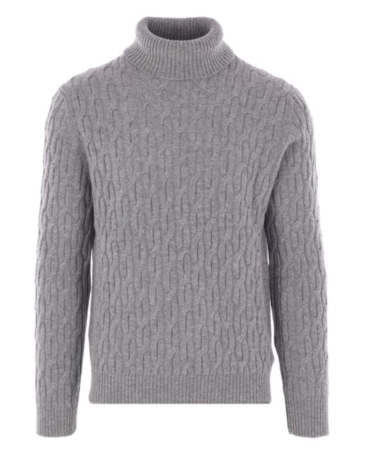 Pull Torsadé À Col Roulé Zanone pour homme en coloris Gray