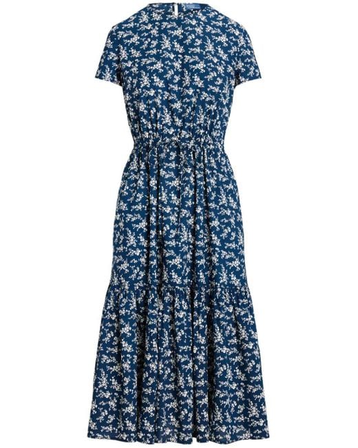 Polo Ralph Lauren Blue Floral-print Cotton Dress