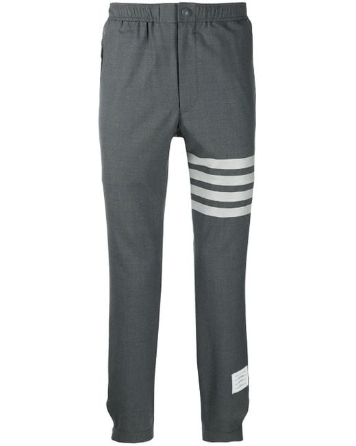 Thom Browne Gray Plain Weave Suiting Track Pants for men
