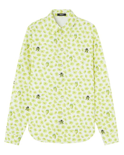 メンズ Versace Strawberry Garden デニムシャツ Yellow