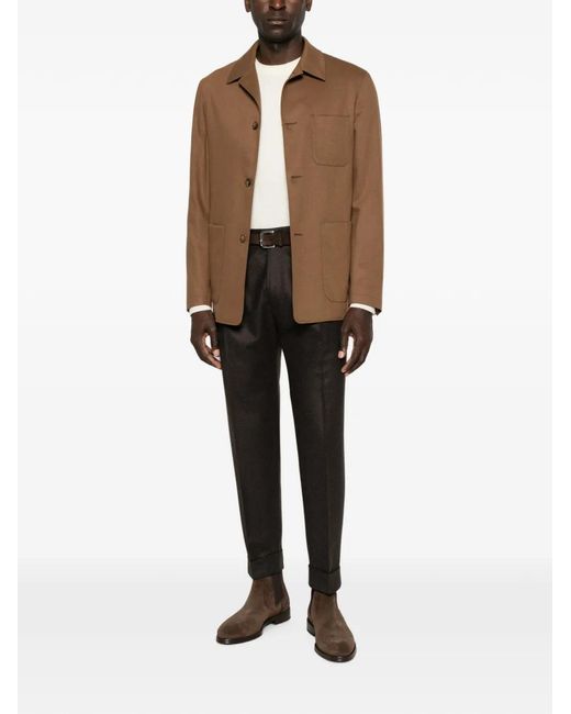 Canali Brown Patch-Pocket Jacket for men