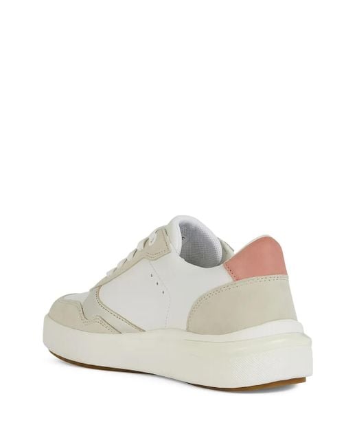 Geox White Dalyla Leather Panelled Sneakers