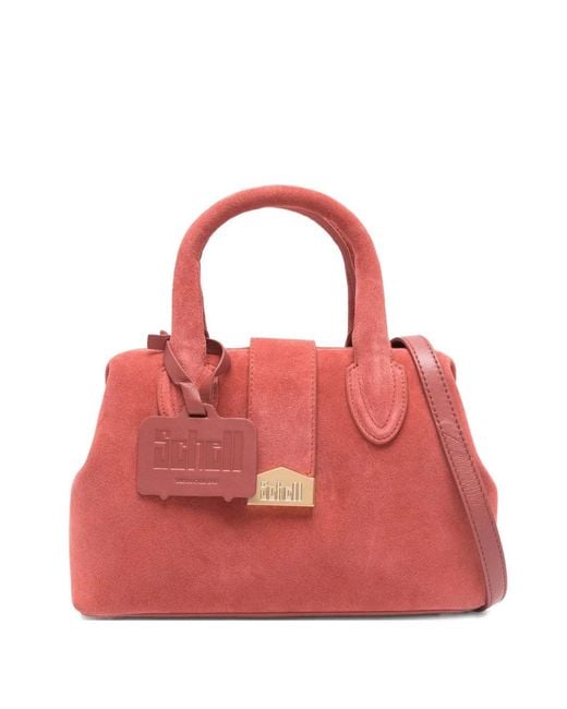 Schell Red Logo-Plaque Top-Handle Tote Bag