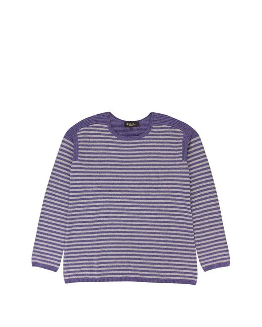 Loro Piana Purple Striped Crew-Neck Sweater