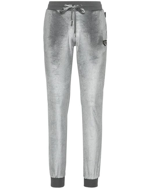 Philipp Plein Gray Strass Skull Trousers