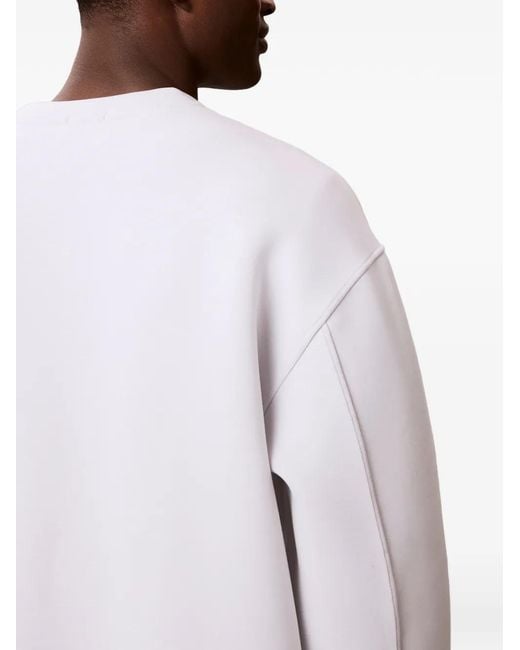 Calvin Klein White Logo-Embossed Dropped-Shoulder Sweatshirt for men