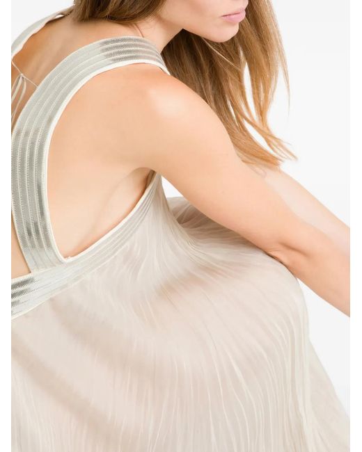 Alberta Ferretti White Pleated Open-Back Dress