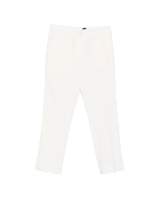Boss White Tailored Linen Trousers