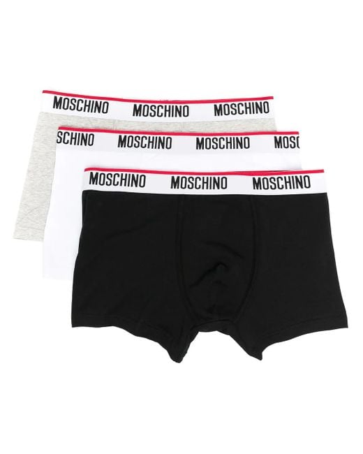 Moschino White Branded Boxers (Set Of Three) for men
