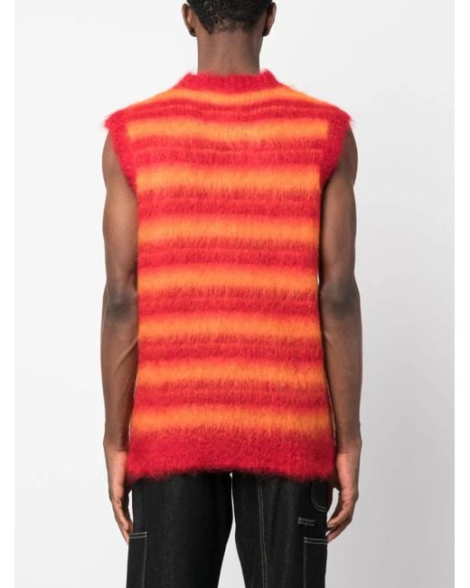 Marni Red Brushed-Mohair Striped Vest for men