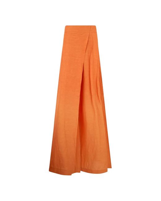 Alberta Ferretti Orange High-Waisted Wrap-Style Maxi Skirt