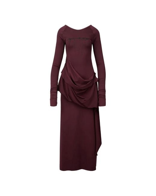 Nach Purple Draped Long-Sleeve Maxi Dress
