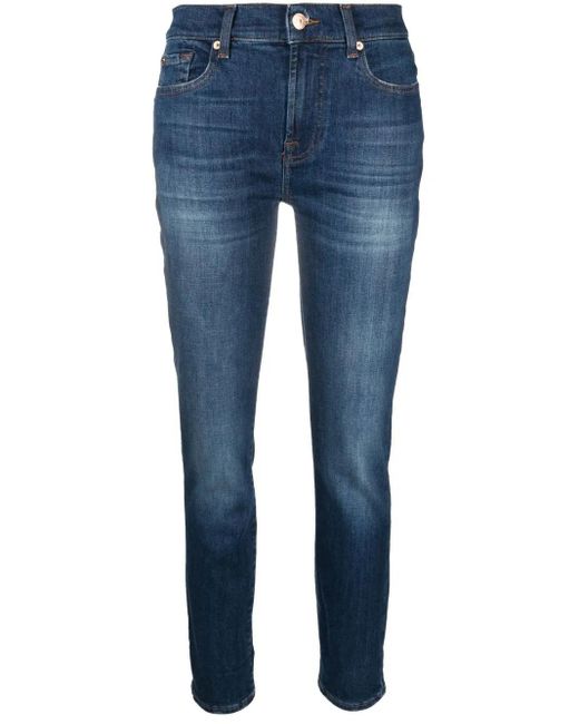 Vaqueros capri de talle medio 7 For All Mankind de color Blue