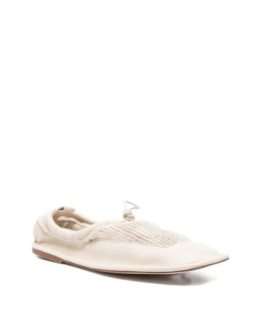 Hereu White Puntera Mesh-Panel Ballet Flats