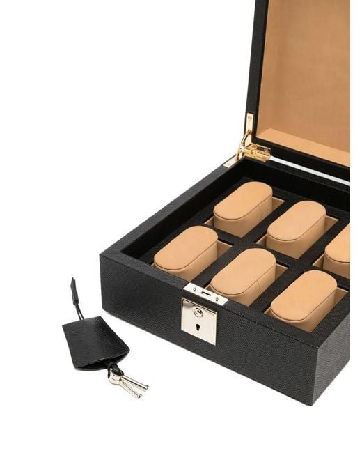 Smythson Black Lockable Watch Box for men
