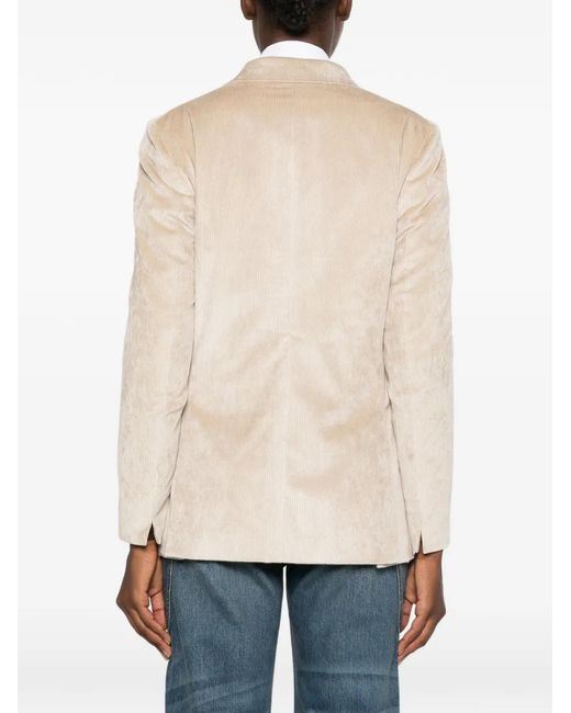 Lardini Natural Double-Breasted Corduroy Blazer