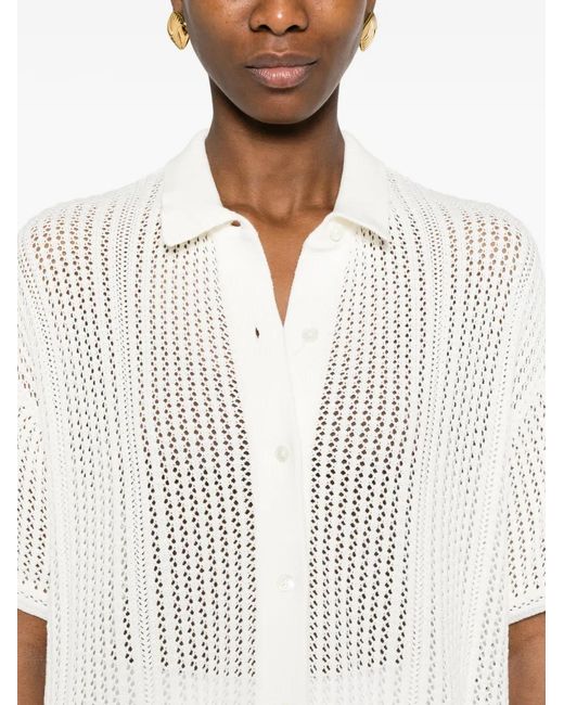 Bompard White Crochet Polo Shirt