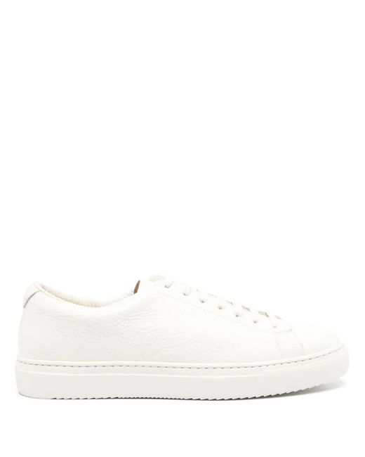 Doucal's White Leather Sneakers for men