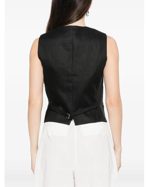 Weekend by Maxmara Black Button V-Neck Waistcoat