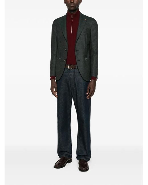 Latorre Green Notched-Lapel Single-Breasted Blazer for men