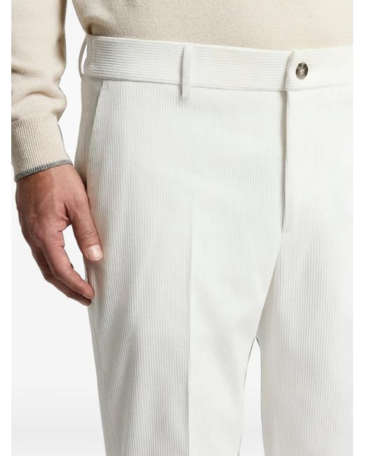 Peserico White Corduroy Elasticated-Waist Trousers for men