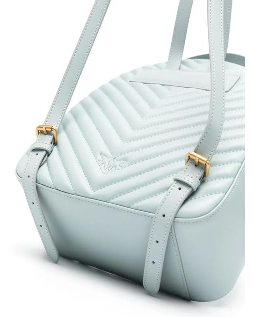 Pinko Blue Love Quilted Leather Backpack