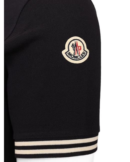 Moncler Black Logo-Patch Polo Shirt for men
