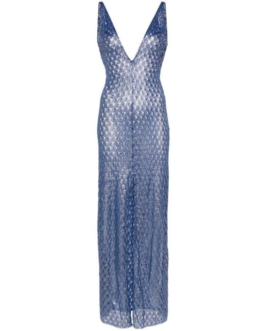 Missoni Blue Crochet-knit Maxi Dress