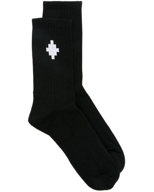Marcelo Burlon Gerippte Socken mit Cross-Intarsie in Black für Herren