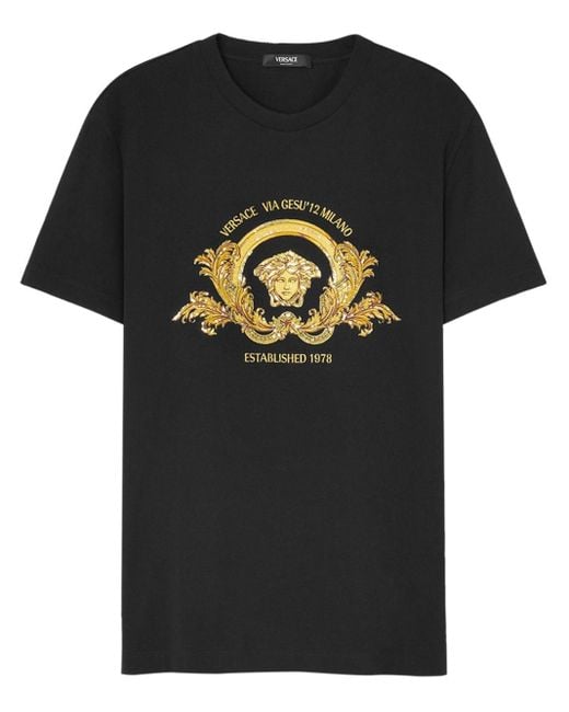 Camiseta con logo Medusa Versace de hombre de color Black