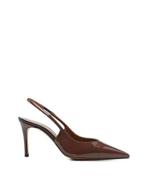 Roberto Festa Brown Pointed-Toe Slingback Leather Heeled Pumps