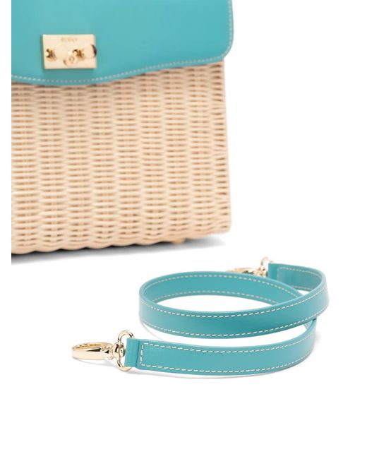 Rodo Blue Mediumwicker Top-Handle Shoulder Bag