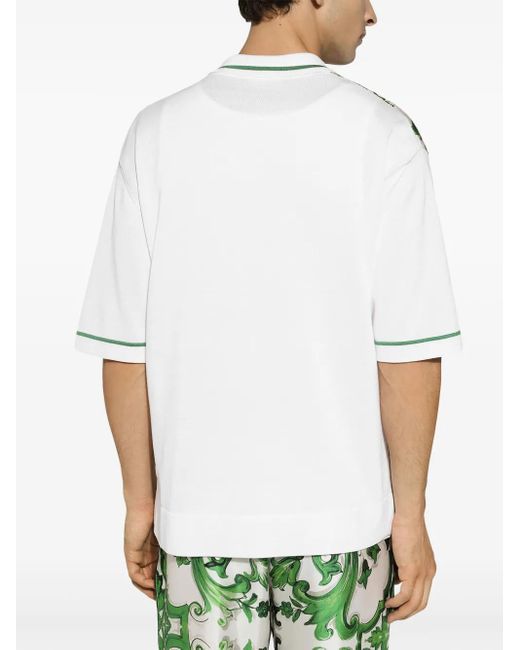 Dolce & Gabbana Green Majolica-Print Short-Sleeve Shirt for men