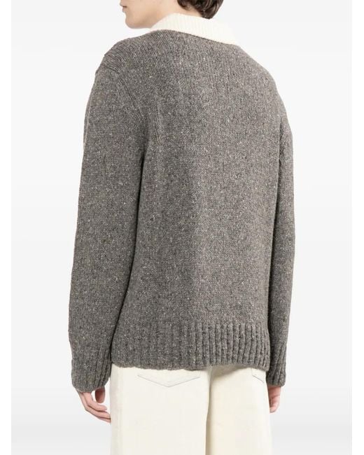 A.P.C. Gray Contrasting Polo Sweater for men