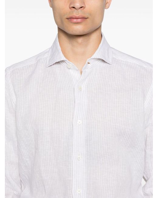 Dell'Oglio Striped linen shirt in White für Herren