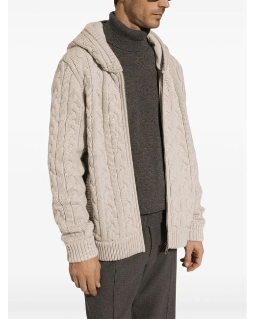 メンズ Dolce & Gabbana ケーブルニット パーカー Natural