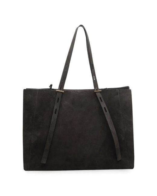 MINOBOSSI Black Paula Suede Tote Bag