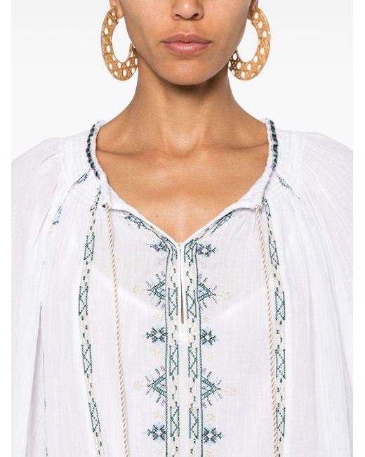 Isabel Marant White Parsley Embroidered-detail Cotton Dress