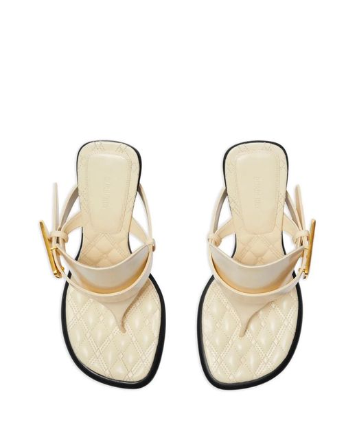 Mules Bay de piel con tacón de 100 mm Burberry de color White